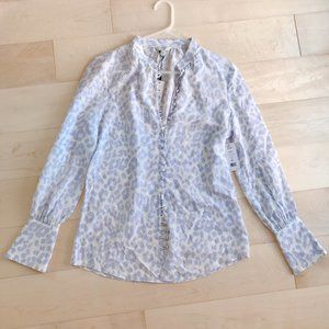 NWT Joie Tariana Silk Blouse Light Mist Leopard